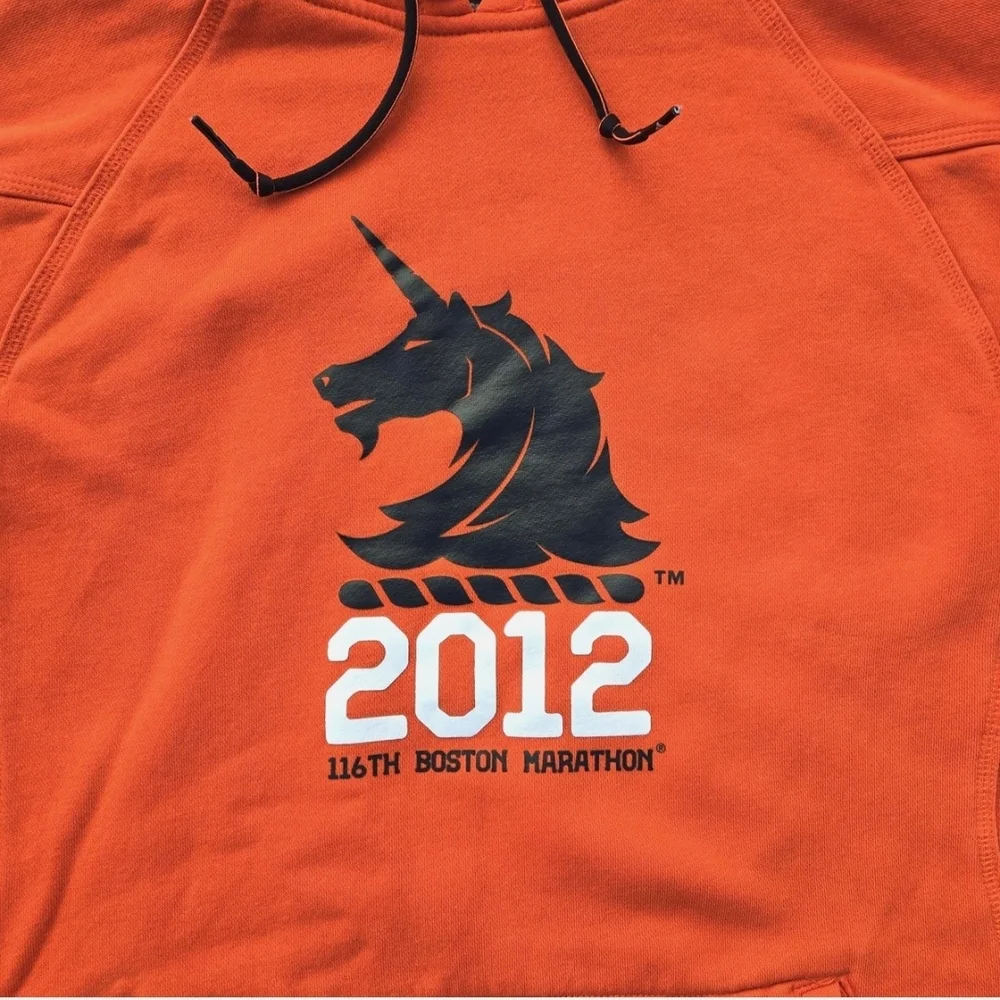 EUC Boston Marathon 2012 Adidas Orange Hoodie Sz Mens Med (Unisex) - Picture 3 of 13